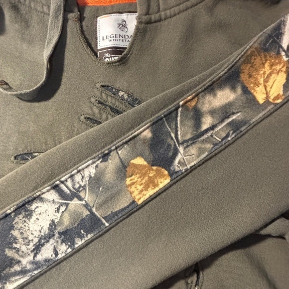 Green Hoodie Sweatshirt Camo Deer Head Appliqué Outdoors Size M - Picture 6 of 8